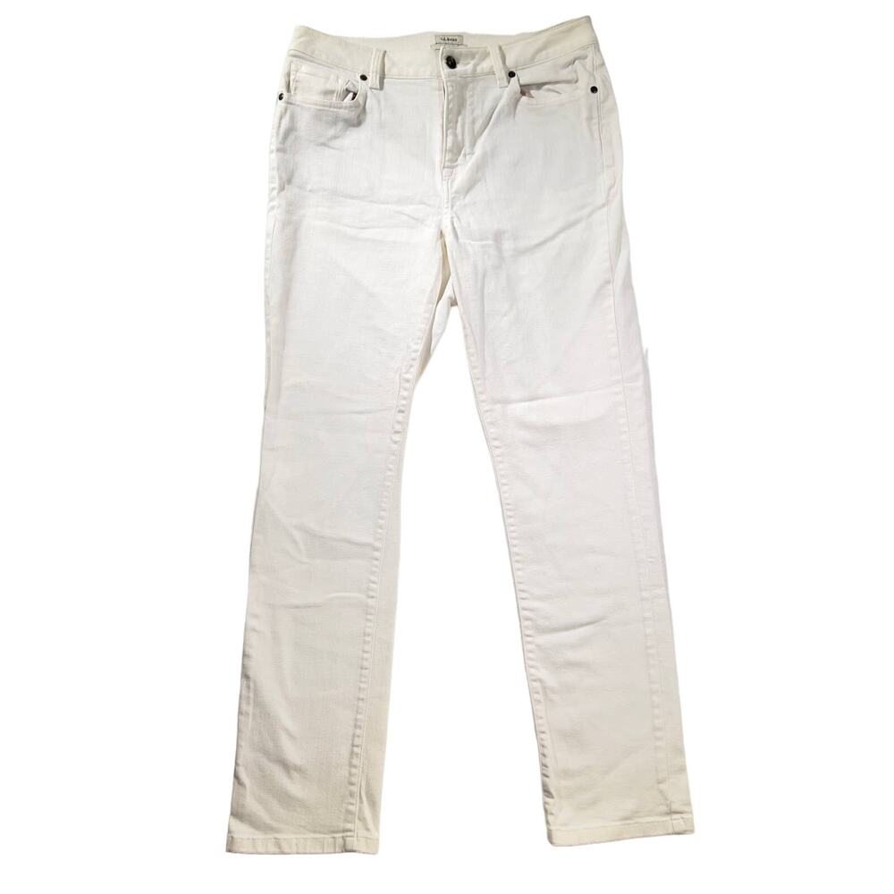 L.L. Bean Stretch Jeans Woman's 12 Classic Fit Upstretched 32W White 5-Pocket